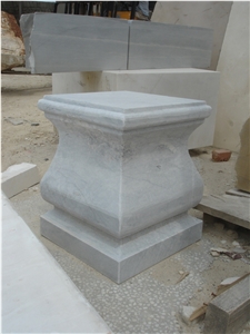 Grey Marble Pedestal Base Column, Dark Grey Marble Column