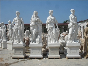 Hand Carved White Jade Marble Statue & Sculpture