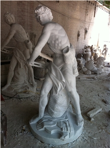 Hand Carved White Marble Western Statue Sculpture, White Marble Statues