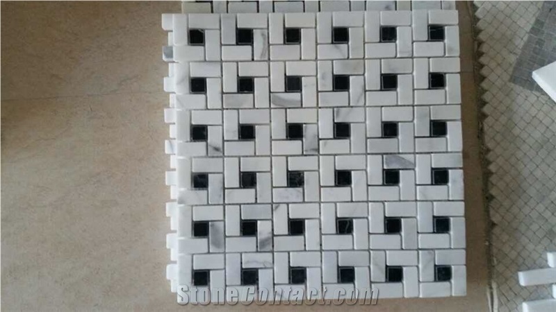 Carrara White Marble Mosaic Tiles/Italy White Chinese Factory Wholesale Floor Covering and Interior Decorated Polished or Split