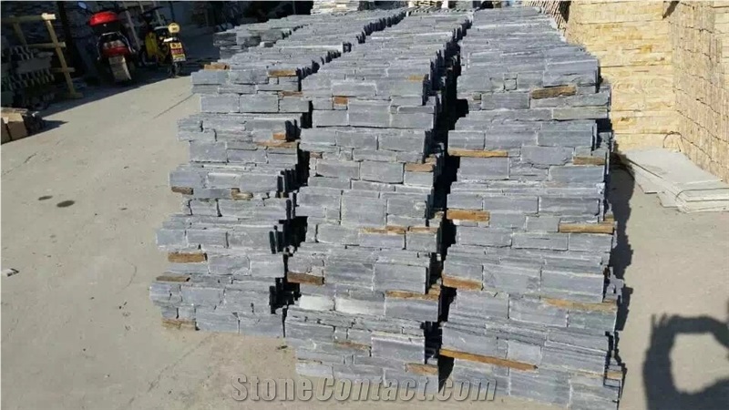 China Multicolor Culture Stone Factory Wholesale Slate Slabs&Tiles 100%Rockface Wall Panel Grey/Black/Green Flooring and Wall Covering Natural Surface
