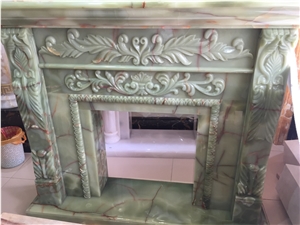 Factory Wholesale Durable 2015 Natural Stone Onyx Grey Fireplace China 100% Hand Carved Honed or Polished