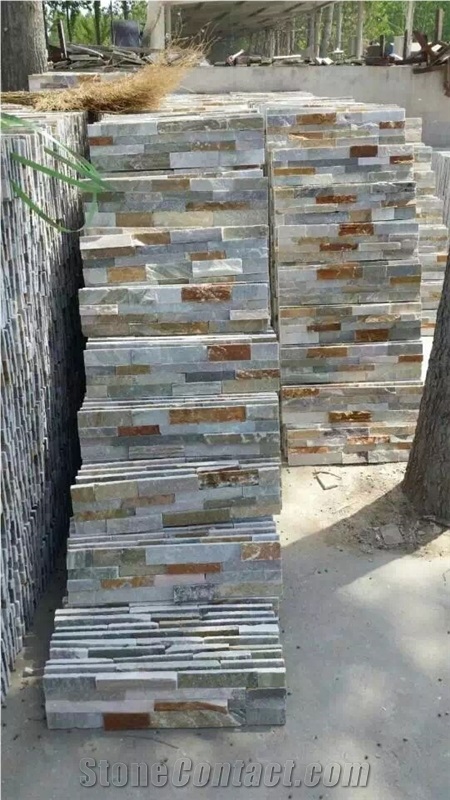 Flooring and Wall Covering 100%Rockface Wall Panel Multicolor Culture Stone Factory Wholesale China Slate Slabs&Tiles Grey/Brown/Green Natural Surface