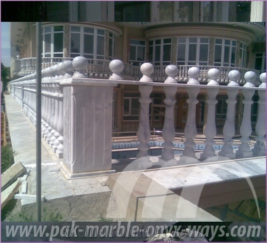 Balustrade Ziarat White Marble, White Pakistan Marble Balustrade & Railing