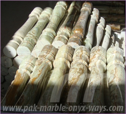 Onyx Balustrade/Pillars, Pakistan Green Onyx Balustrade & Railings