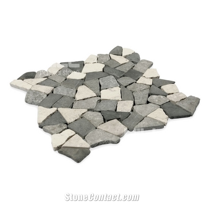 Burgo, Mix Grey, Black & Cream Indonesia Marble Mosaic