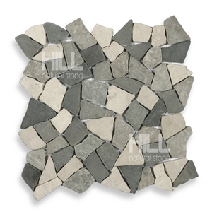 Burgo, Mix Grey, Black & Cream Indonesia Marble Mosaic