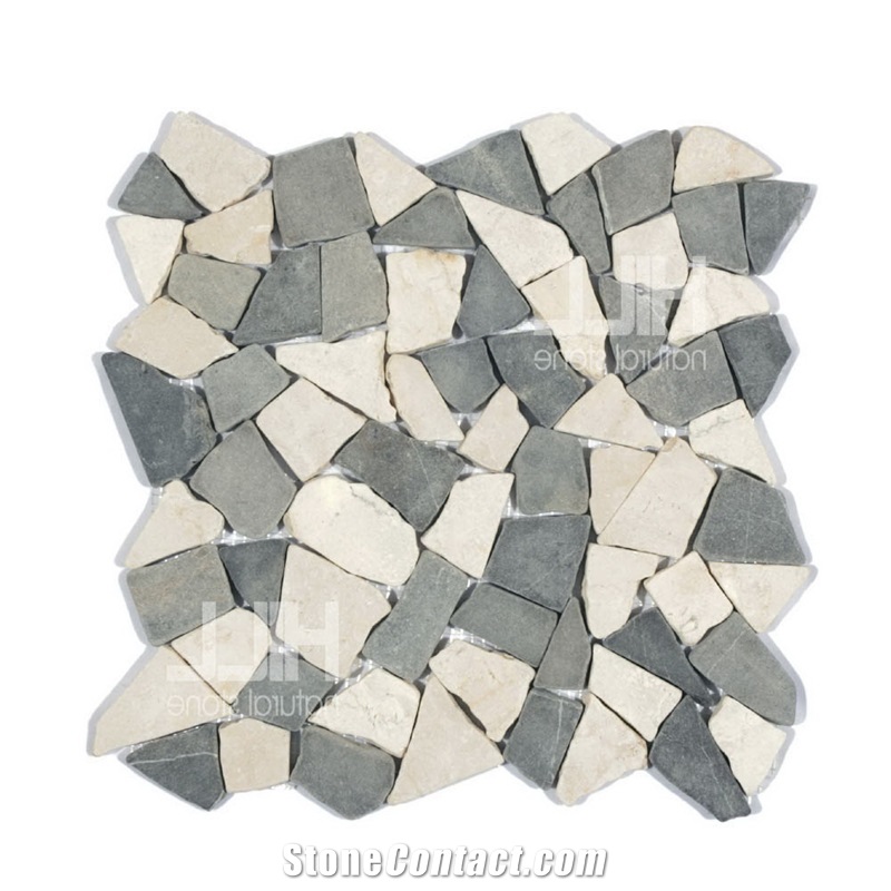 Burgo, Mixed Black & Cream Indonesia Marble Mosaic
