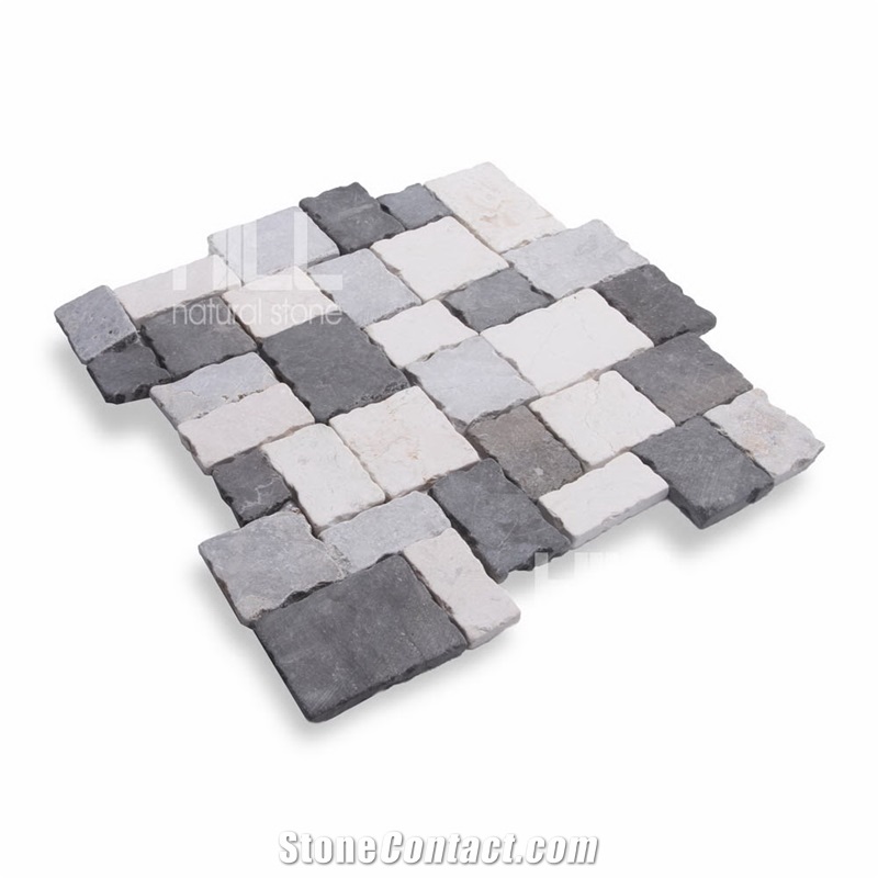 Viano, Mix Black,Grey & Cream Indonesia Marble Mosaic