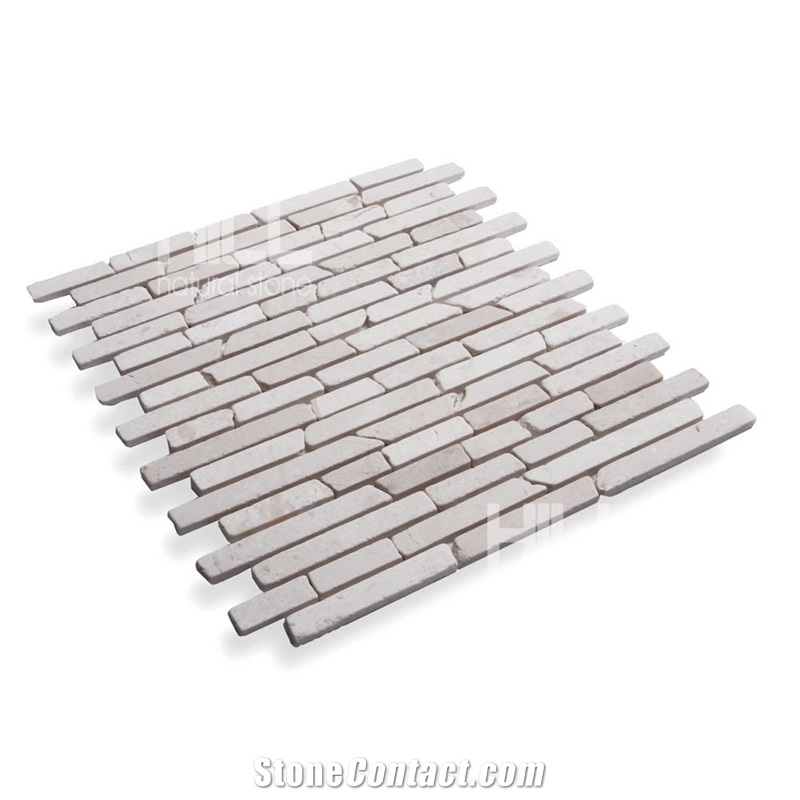 White Indonesia Stick Marble Mosaic Pattern