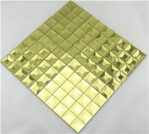 Pm011 Gold Diamond Mirror Glass Mosaic Decorative Tile