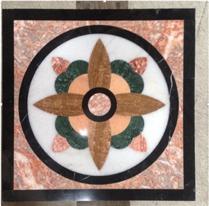 Multicolor Marble Floor Pattern Medallion