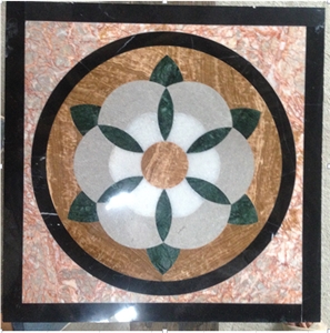 Multicolor Marble Floor Pattern Medallion