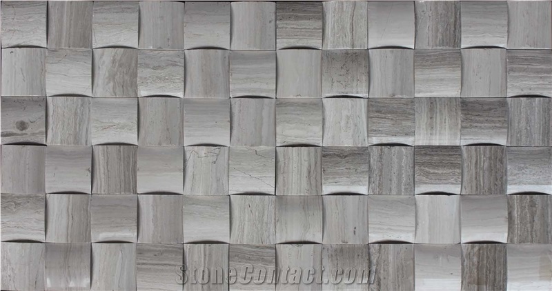 China Grey Wooden Mosaic Exporter Stone Mosaics Grey Hy-64