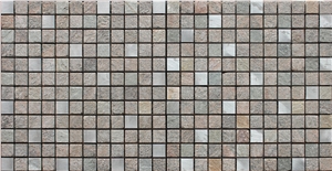 Natural Marble Mixed Glass Mosaic Manufacture China Stone Mixed Aluminum Alloy 23x23mm Square Multicolor Hy-25