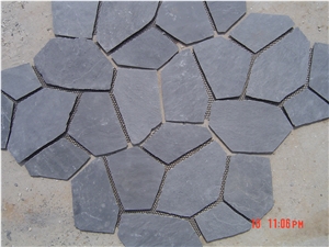 Black Slate Flagstone & Pavers, China Black Slate Paving Stone