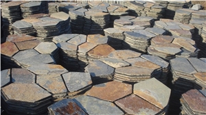China Slate Flagstone & Pavers, Rusty Slate Paving Stone