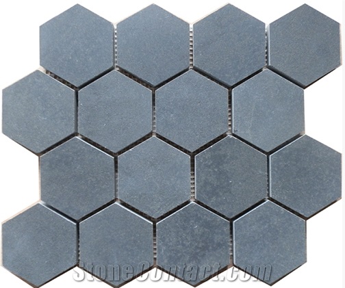 Hexagon/Honed/Natural Stone Mosaic/Hainan Grey Basalt Mosaic/Strips Mosaic