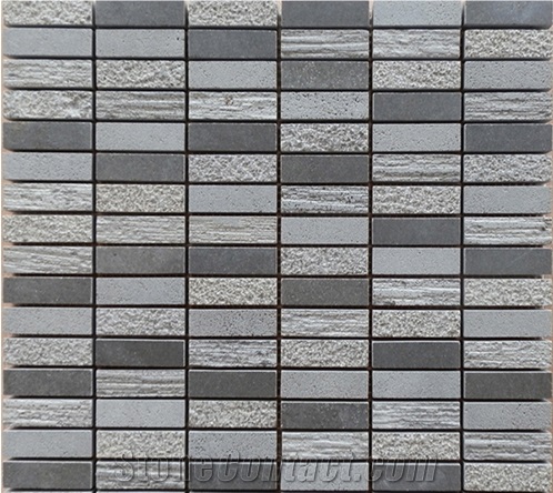 Strips Mosaic/Natural Stone Mosaic/Linear/Hainan Grey Basalt Mosaic/Honed