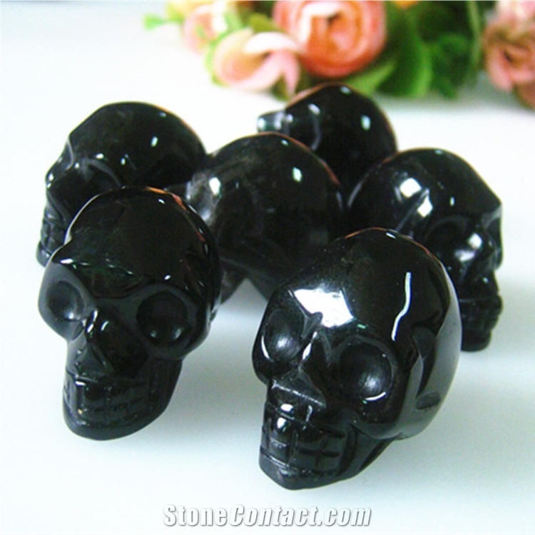 2015 Hot Sale Scno0151 Natural Obsidian Artifacts Skull Carving for Gift