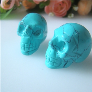 Natural Blue Xihuitl Onyx Skull Carving Handcrafts