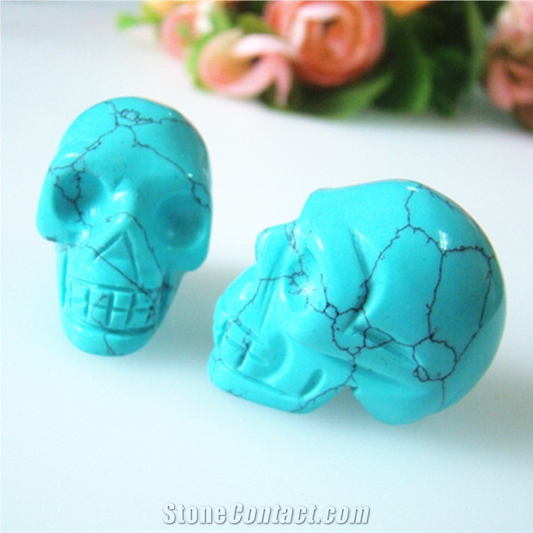 Natural Blue Xihuitl Onyx Skull Carving Handcrafts