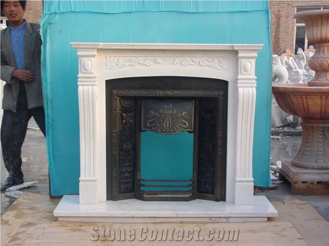 Beautiful Cheap Elegant China White Natural Indoor Marble Fireplace for Villa Use