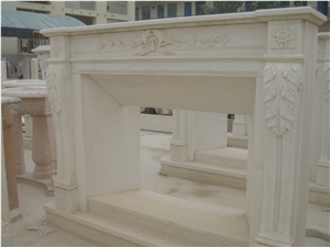 Caved Natural Indoor Marble Fireplace,China White Marble Fireplace,Own Factory