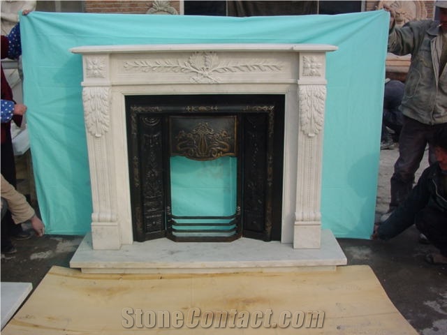 China High Quality Pure White Marble Fireplace Mantel,Hot New Design / Western / European Customized Figure / Hand Carving Sculptured / Own Factory