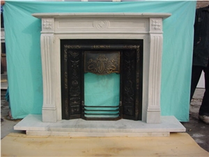 China Pure White Marble Fireplace Mantel /2015 New Design / Western / European Customized Figure / Hand Carving Sculptured / Factory Owner/High Quality