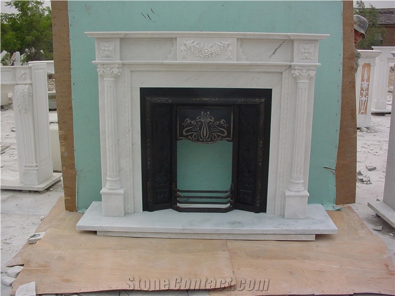 China White Marble Fireplace Mantel, Natural Stone Hot Sale Own Factory