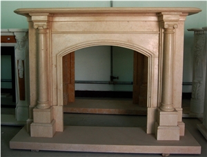 Indoor Used Hand Carved Cheap Marble Fireplace, Beige Marble Fireplace