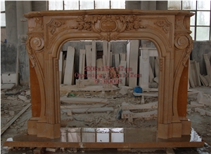 Indoor White Marble Fireplace,Stone Fireplace Mantel,White Marble Fireplace