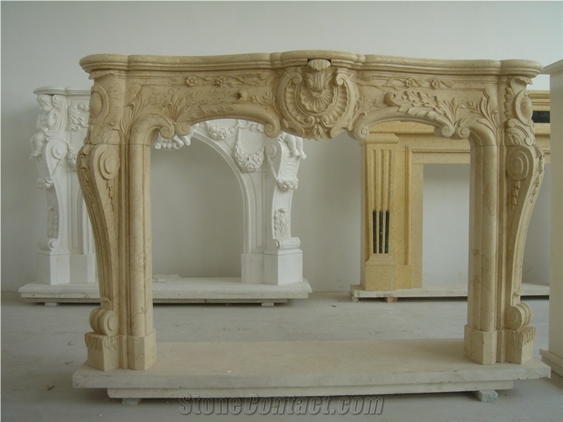 Modern Carved Natural Brown Marble Fireplace,Insert Marble Fireplace,Hand Carving