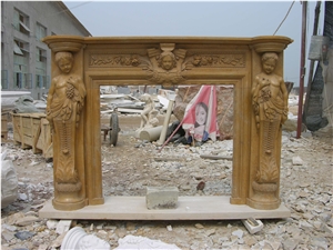 Modern Hot Sale Marble Fireplace, Brown Marble Fireplace