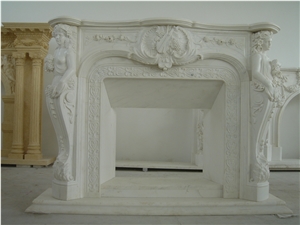On Sale Carved Stone Fireplace,White Fireplace Mantel,Marble Fireplace Surround