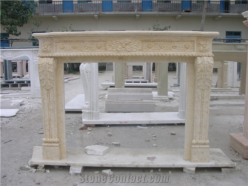 Stone Fireplace,Marble Fireplace Design,Beige Marble Fireplace Surround,Best Quality with Best Price,Own Factory,On Sale