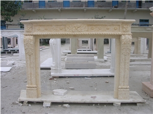 Stone Fireplace,Marble Fireplace Design,Beige Marble Fireplace Surround,Best Quality with Best Price,Own Factory,On Sale