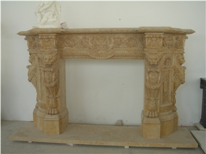 Yellow /Brownmarble Fireplace,Natural Hunan White Marble Fireplace
