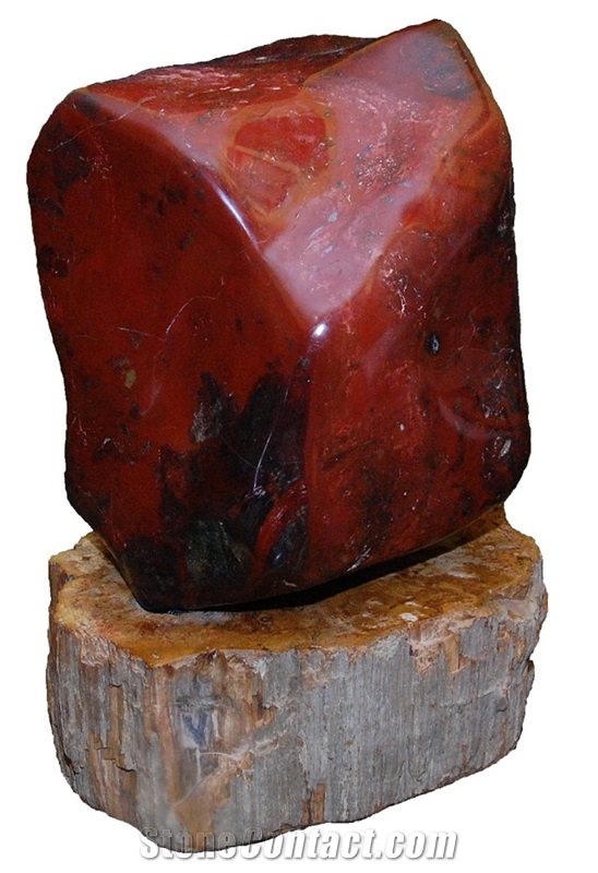 Red Jasper with Petrified Wood Base