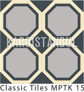 Encaustic Cement Tile, Black and Grey Terrazzo and Quartz Stone Tiles