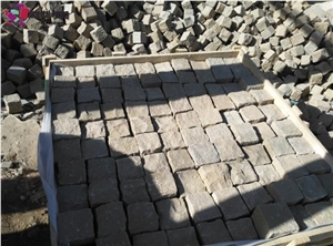 China Beige Sandstone Natural Stone Pavers, Cubes, Cobble Stone