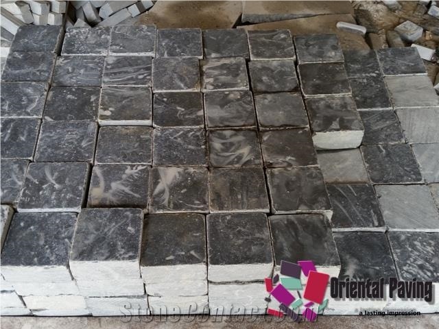 China Black Limestone Pavings, Natural Limestone Cube, Blockpavers, Landscaping Limestone