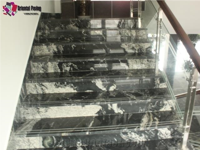 China Black Marble Stairs, Steps, Risers