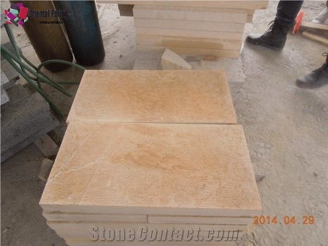 China Yellow/Beige Flamed Sandstone Tiles