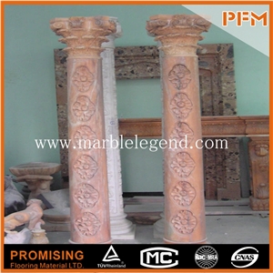 Beige Marble Carved Marble Column Base,Egyptian Beige Marble Porch Fluted Columns