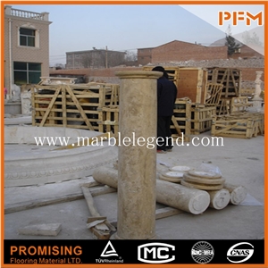 Beige Marble Column, Solid Stone Column,Factory Direct Marble Curved Columns