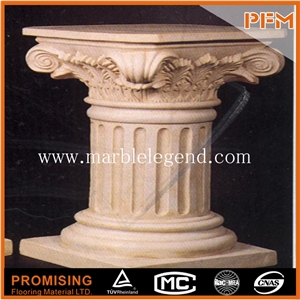 Beige Marble Column, Solid Stone Column,Factory Direct Marble Curved Columns