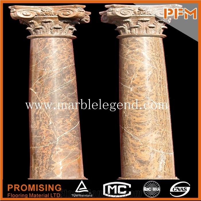 Beige Marble Stone Decorate Round Column,Carved Marble Pillar Stone Column