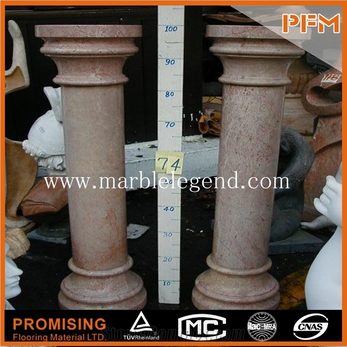 Brown Marble Hollowed Round Column,Decorative Marble Pillar